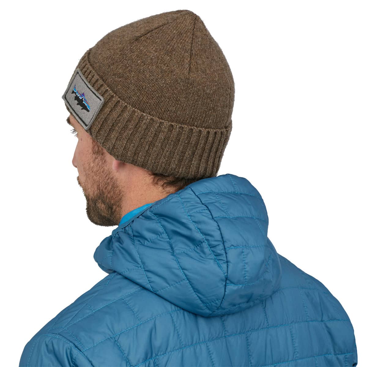 Patagonia Brodeo Beanie - Fitz Roy Trout Patch: Ash Tan
