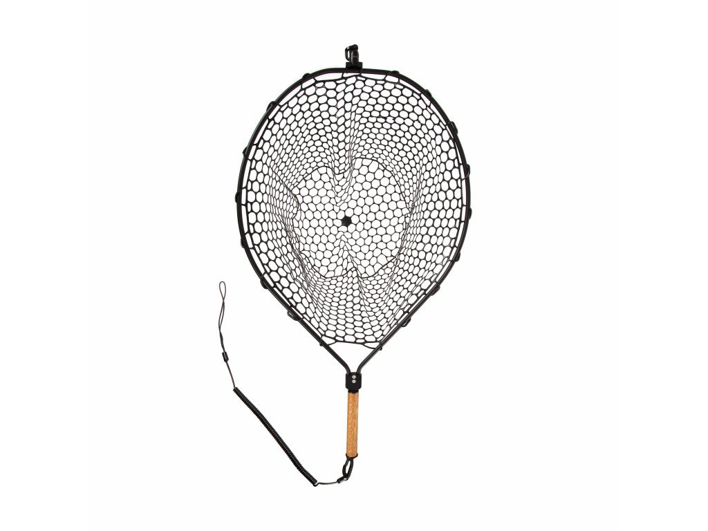 Fencl Landing Net King XL Wooden Handle with Silicon Net incl. Free Magnetnic Net Release